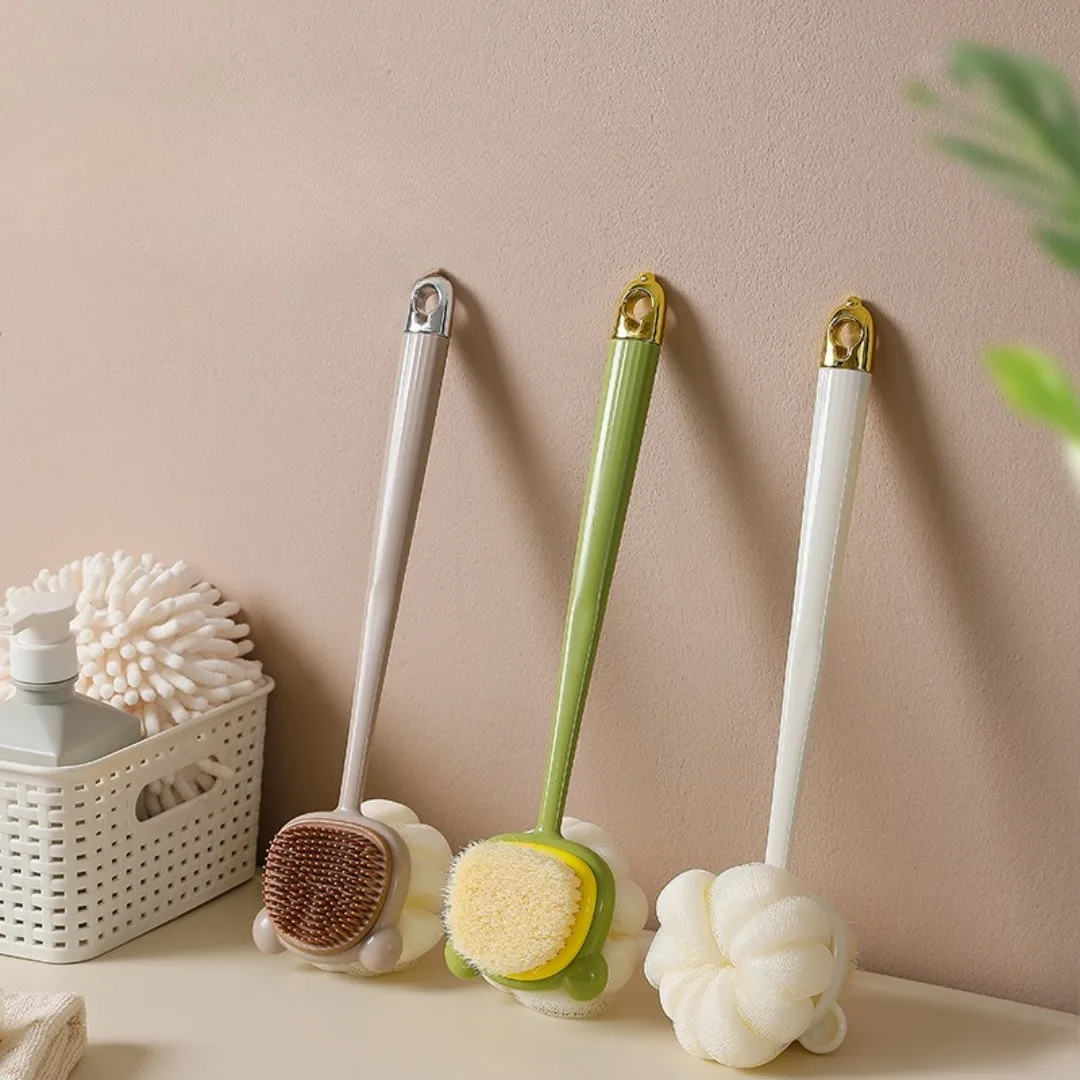 Bath Soft Back Scrubber Brush Bath Shower Sponge Scrubbing Brush with Handle Exfoliating Body Scrub Skin Massager Bath Supplies - Image 2