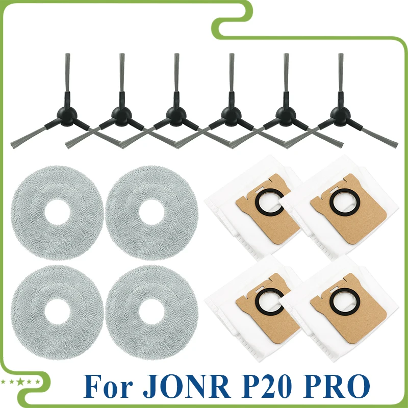 Compatible For ( JONR P20 PRO ) Vacuum Replacement Accessories Parts：Mop Cloth Dust Bag Side Brush Accessories