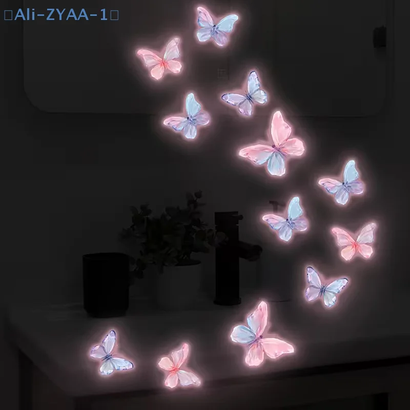 【ZYAA-1】Glow-in-the-Dark Self-Adhesive Butterfly Mandala Wall Stickers For Living Room, Bedroom Removable PVC Decals Home Decor