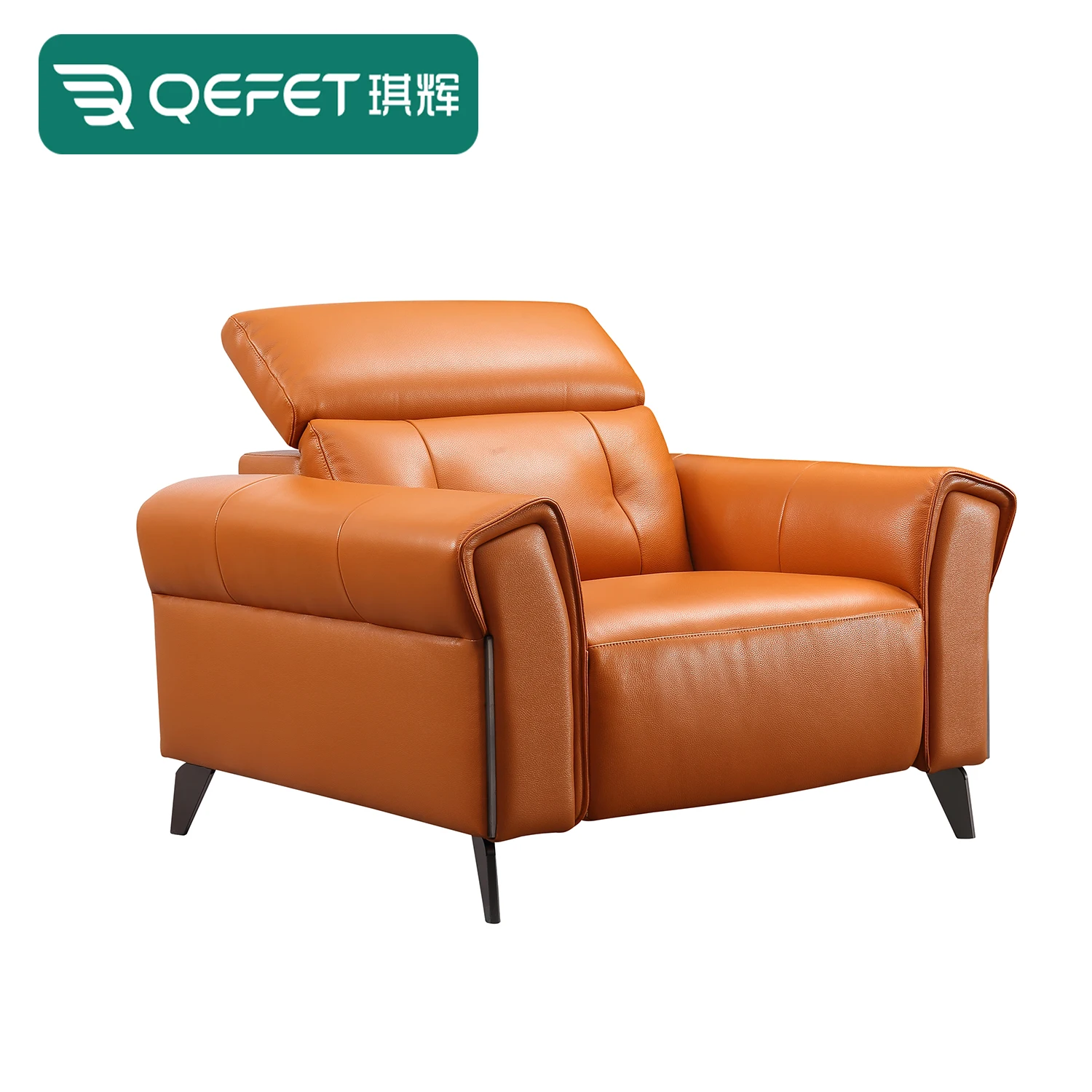 Modern  Genuine Leather Adjustable Headrest Reclining Single Seat  Sofa Chair for the Elderly With 2 Motors for Home Living Room