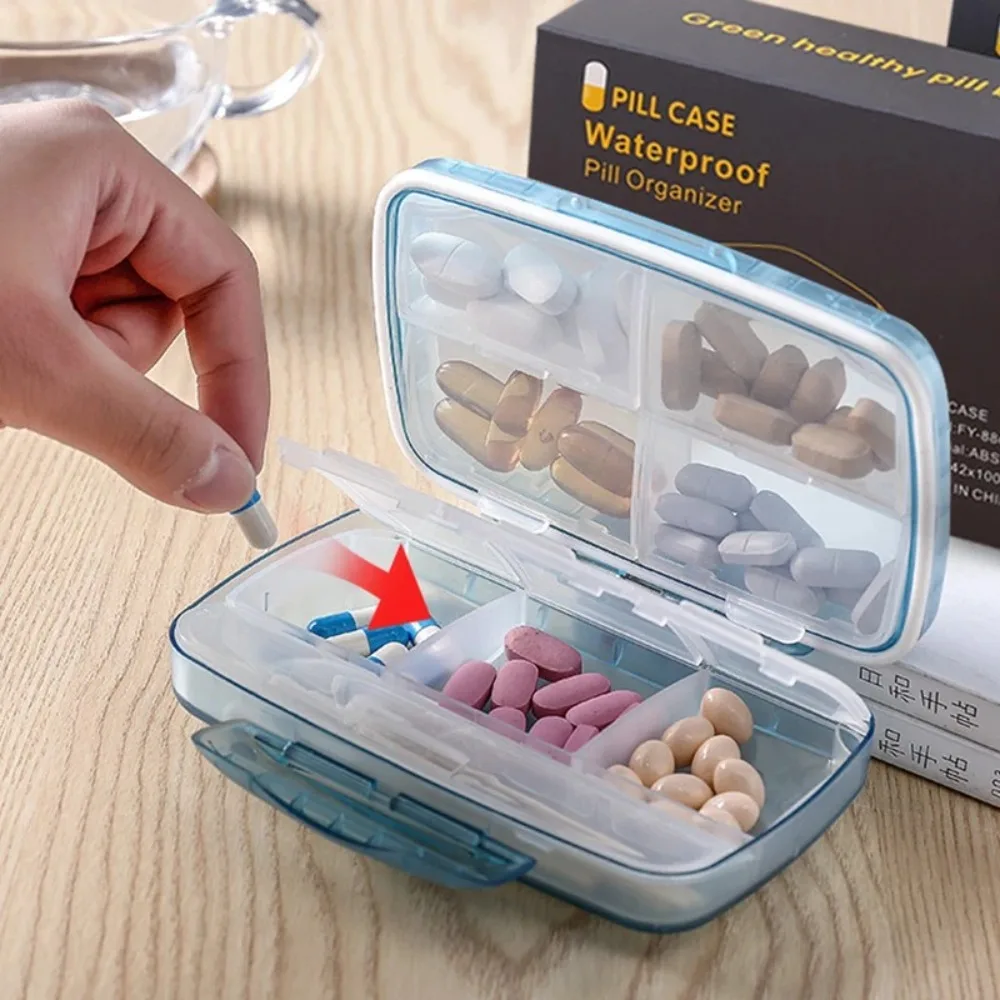 8 Compartments Weekly Pill Case Moisture-proof Waterproof Travel Pill Organizer Detachable Double-layered