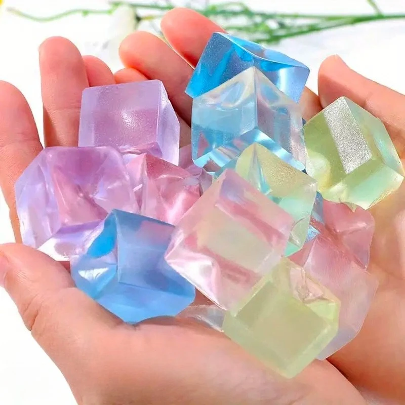 50 szt. Mini Gniotki w Kształcie Kostek Lodu Redukujące Stres Przezroczyste Małe Bloki Lodu Do Ściskania Zabawki Relaksacyjne Prezenty Urodzinowe Dla Dzieci