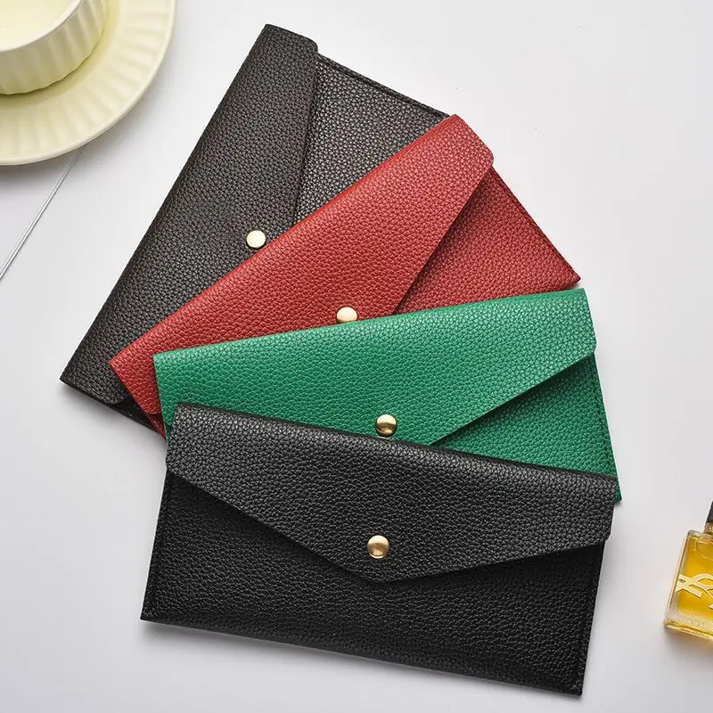 

Slim Cash Envelope Wallet Minimalist Soft PU Leather Money Binder Organizer Waterproof Coin Pouch Name Card Holder Male Female