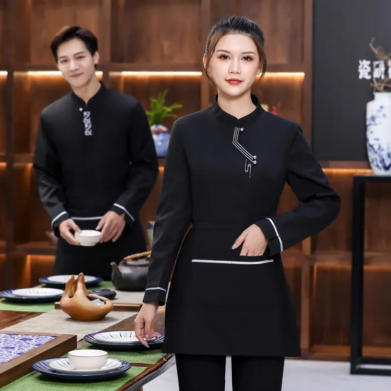 Tea House Hot Pot Workwear Long Sleeve Cook Clothing Waiter Uniform Catering Hotel Food Service Chef Jacket Cook Clothes Tops