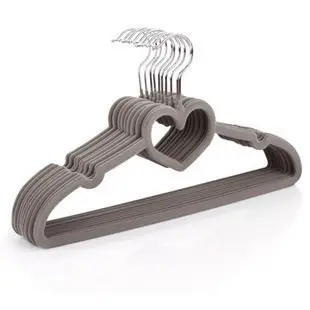 Colorful Velvet Clothes Hangers, Loving Heart Velvet Coat Hanger, Non-Slip Heart-Shaped Multifunction Hangers, 5 PCs/Lot