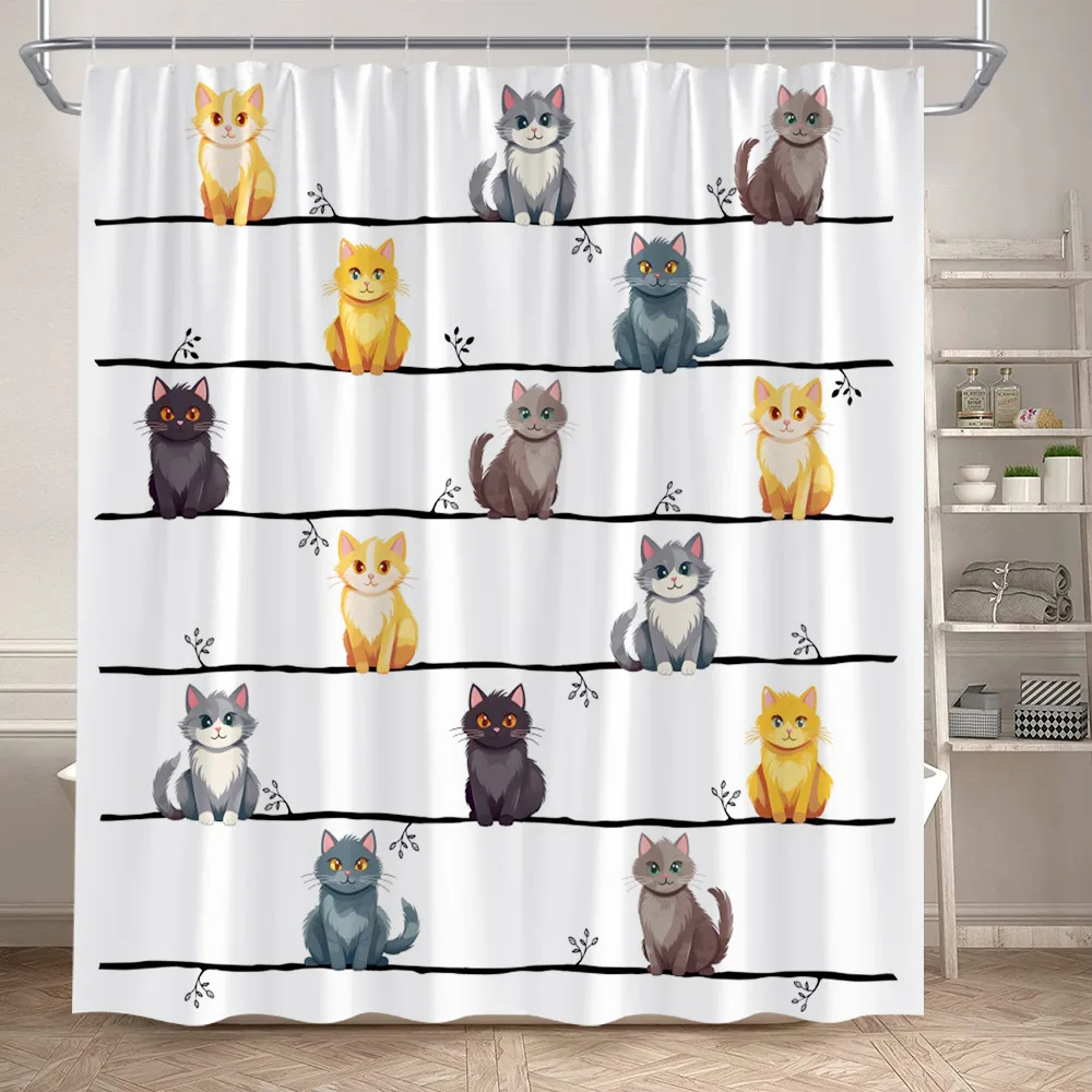 Cute Panda Shower Curtains for Bathroom, Funny Black and White Animals on Bamboo Kids Fabric Bath Curtain,Boys Girls Home Decor