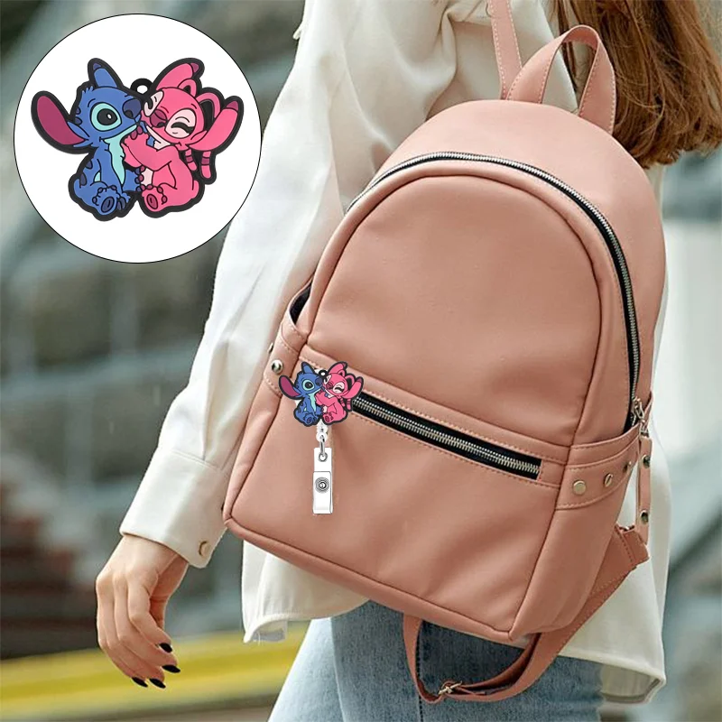 Лило и Ститч узор 360° °   Вращающийся свиток бейджа, подходящий для использования в офисе, легко вытягиваемые идентификационные бейджи и именные бирки