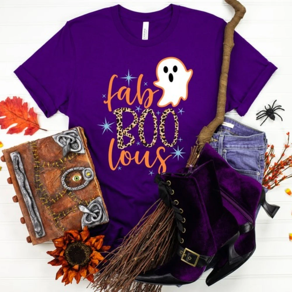 

Happy Halloween Boo женские футболки с графическим рисунком, модная повседневная уличная одежда ко Дню всех святых, винтажная дышащая одежда с короткими рукавами на открытом воздухе
