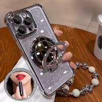 Magsafe Holder Glitter Make Up Case For INFINIX Note 30 40 Pro SMART 9 8 7 HOT 40i 30i HOT 30 40 Play Pearl Chain Casing