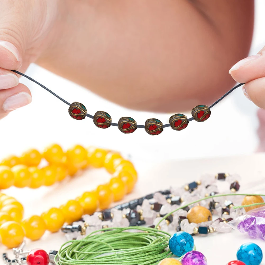 

12Pcs Handmade Buddha Beads Tibetan Style Brass Spacer Beads Jewelry Craft Making DIY Supplies Handmade Bead Pendant DIY Bead