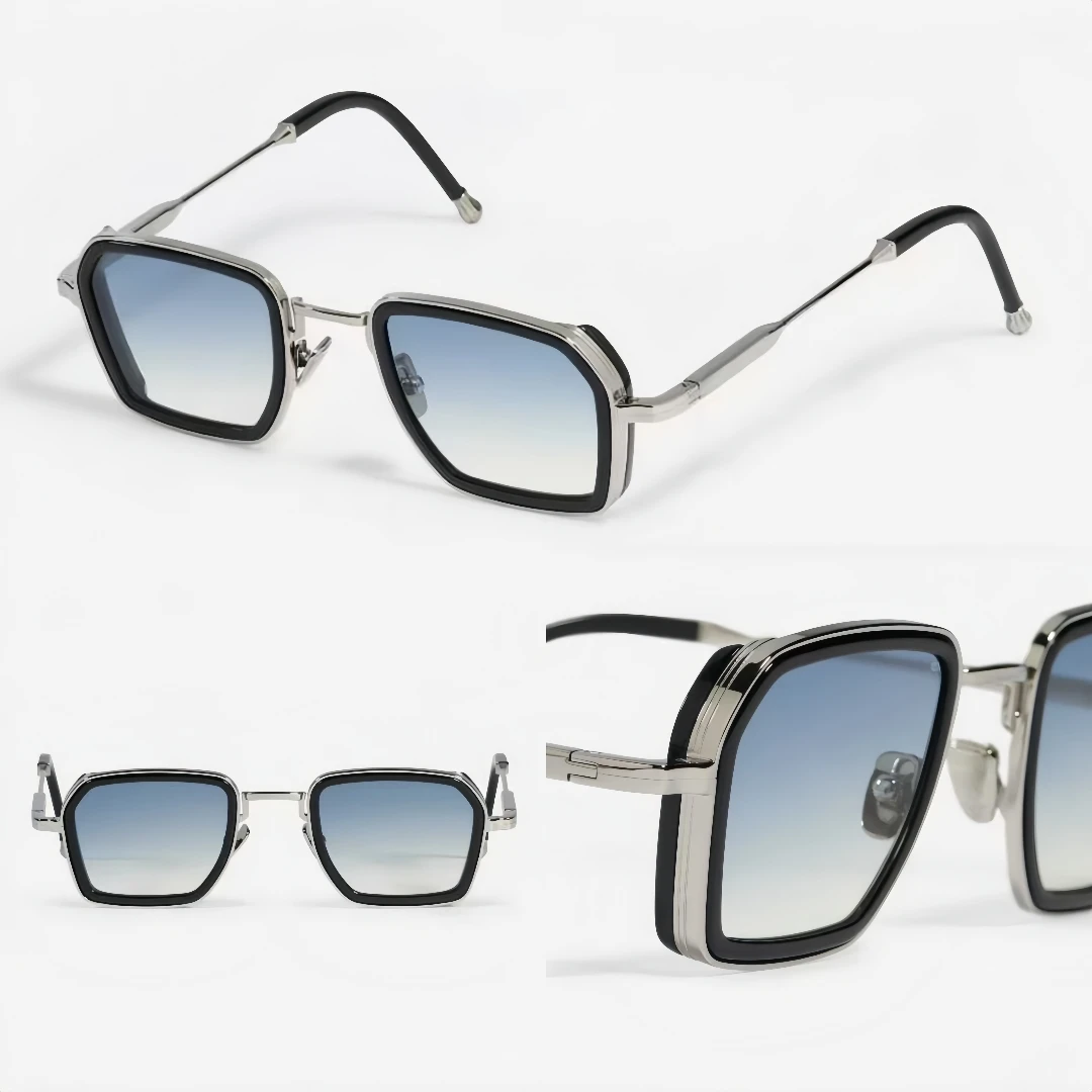 

Heavy Metal Fashion Trend Luxury Vintage Sunglasses CILLIAN Alloy+Acetate UV400 HD Nylon Lens Retro Polygon Design Top Quality