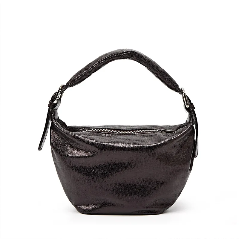 

Fashion large capacity retro women's soft pu leather handbag summer new style retro dumpling shape commuter one-shoulder bag