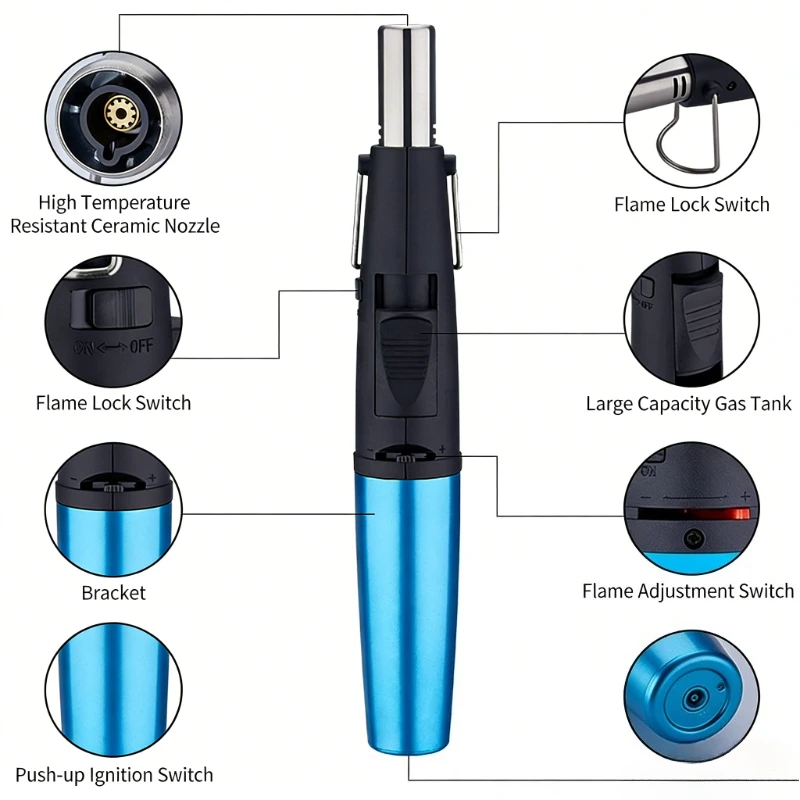 

Windproof Direct Spray Cigar Lighter Portable Small Torch Refillable Butane Gas Candle Moxibustion Outdoor Ignition Gun