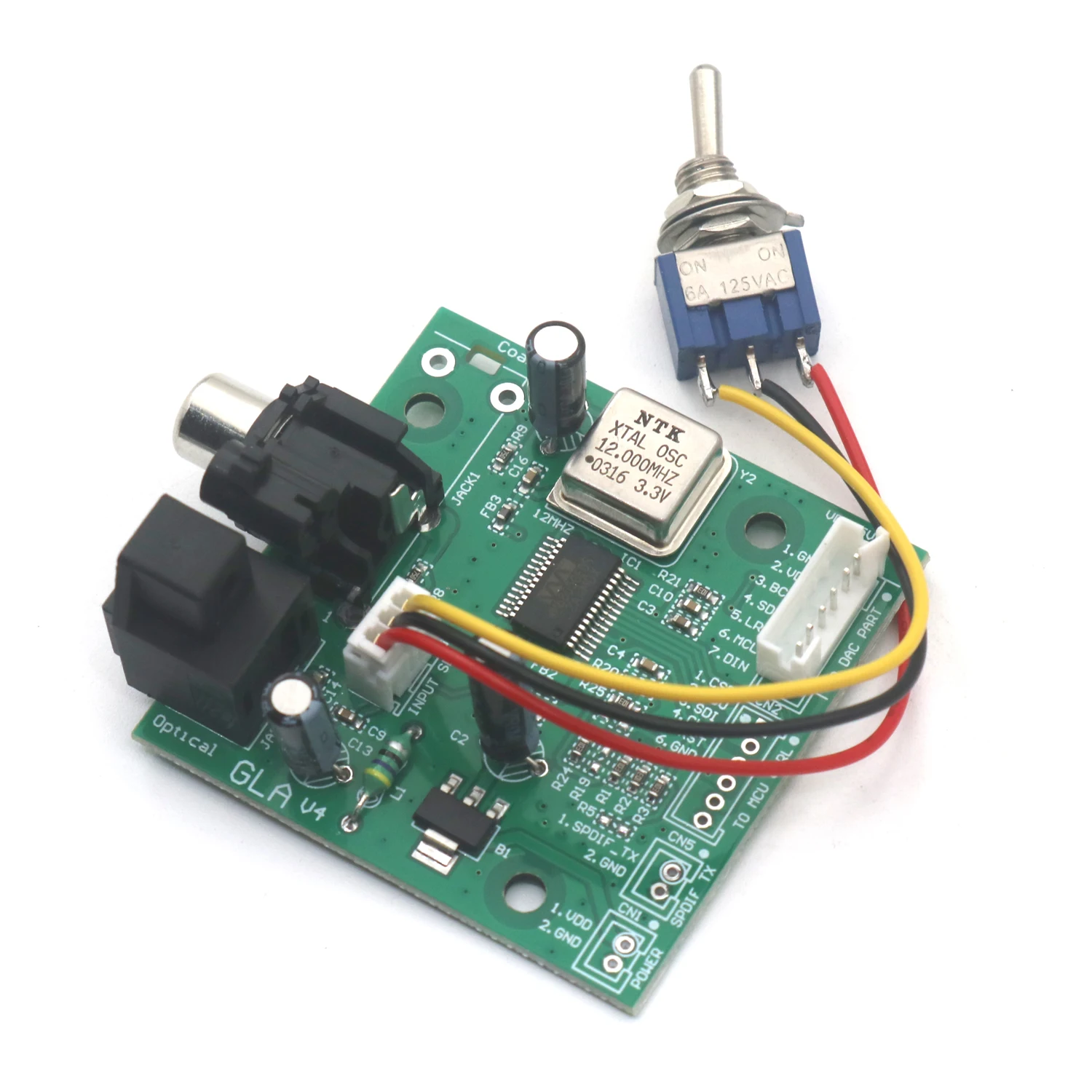 SPDIF papan penerima Audio fiber koaksial WM8805, output I2S 32K hingga 192K tingkat pengambilan sampel