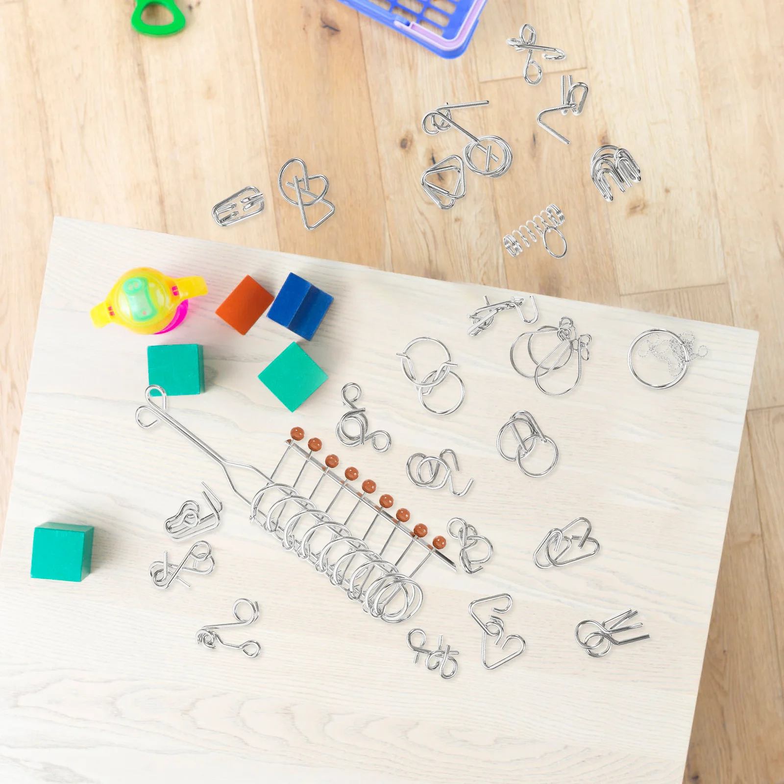 25 stücke Intelligenz Entsperren Ring Puzzle Spiel Gehirn Teaser Für Kinder Erwachsene Pädagogisches Metall Draht Herausforderung Neun Ineinandergreifende Links