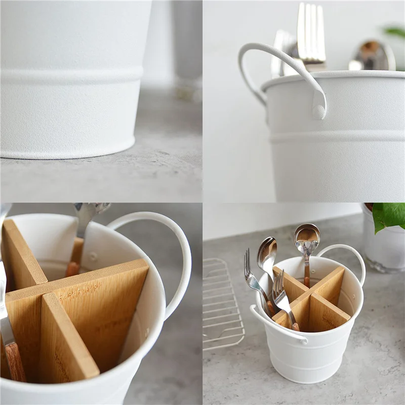 

3X Cutlery Organizer Knife Stand Storage Holder Separate Spoon Fork Chopstick Kitchenware Cooking Tool Bucket White-B61B