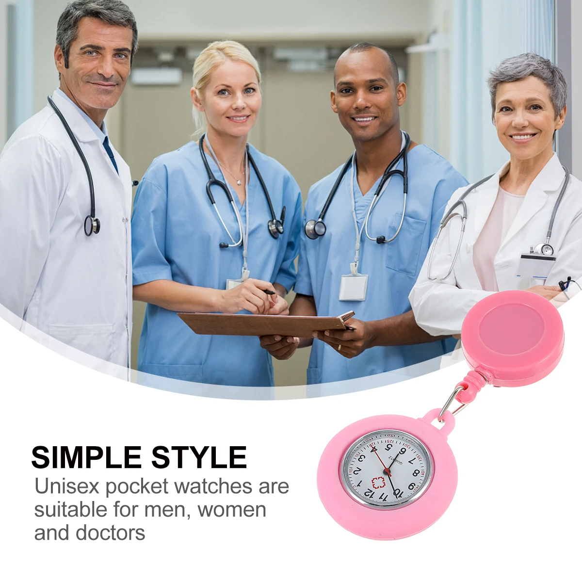 

Nurse Watch Fob Silicone Pocket Retractable Quartz Nursing Student Lightweight Durable Practical Gift Nurse Table Watch
