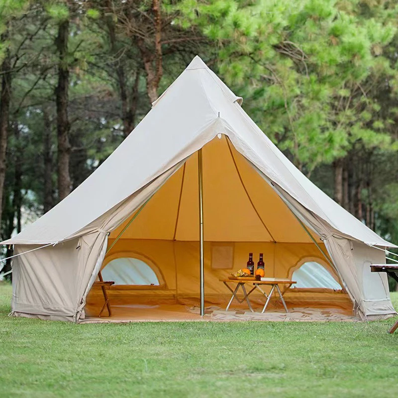 6M luxury waterproof large outdoor yurt, tent camping luxury bell-shaped tent, made with Oxford fabric