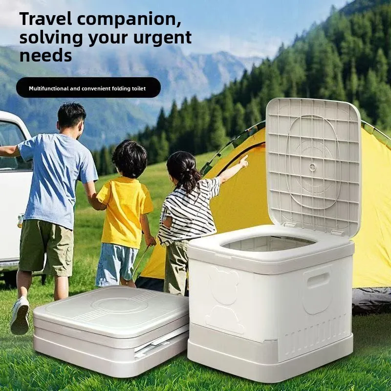 

Folding Outdoor Toilet Car Portable Mobile Toilet Camping Emergency