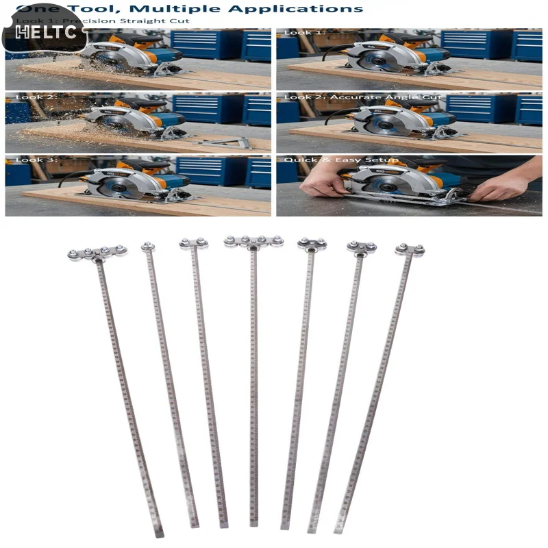 1*Stainless Steel Bearing Circular Saw Guide Rail Ruler Adjustable Straight Cut Guide Adjustable For DIY Carpentry Precision Cut