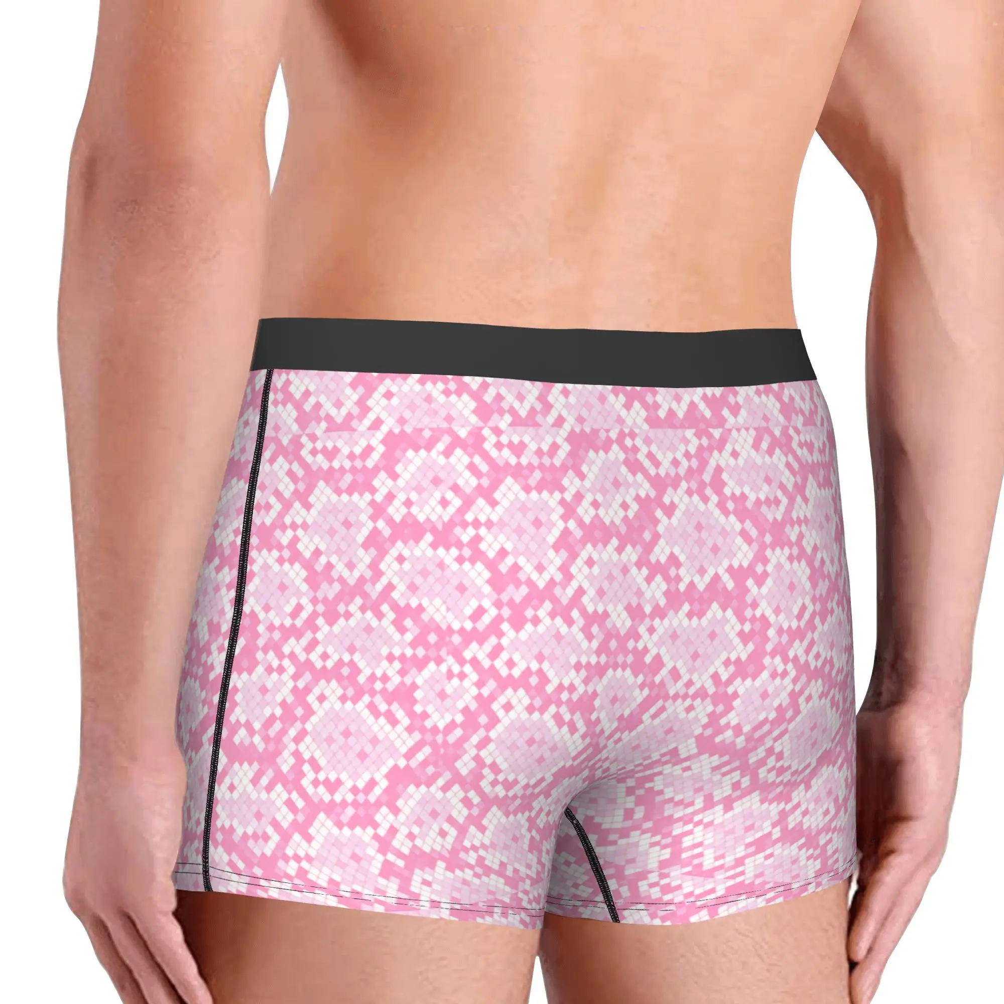 Male Fashion pink  Snake Skin  Underwear Large Reptile  Boxer Briefs Soft Shorts Panties Underpants