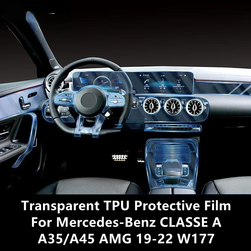 

For Mercedes-Benz CLASSE A A35/A45 AMG 19-22 W177 Car Interior Center Console Transparent TPU Protective Film Anti-scratchRepair