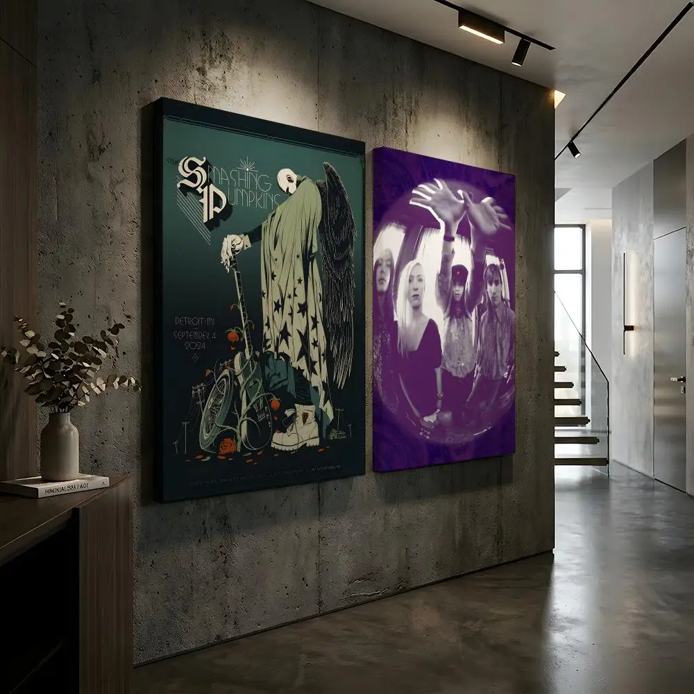 The S-Smashing Pumpkins Band Framed Wall Painting Framed Canvas Wall Art Waterproof Wall Decor For Living Room Bedroom