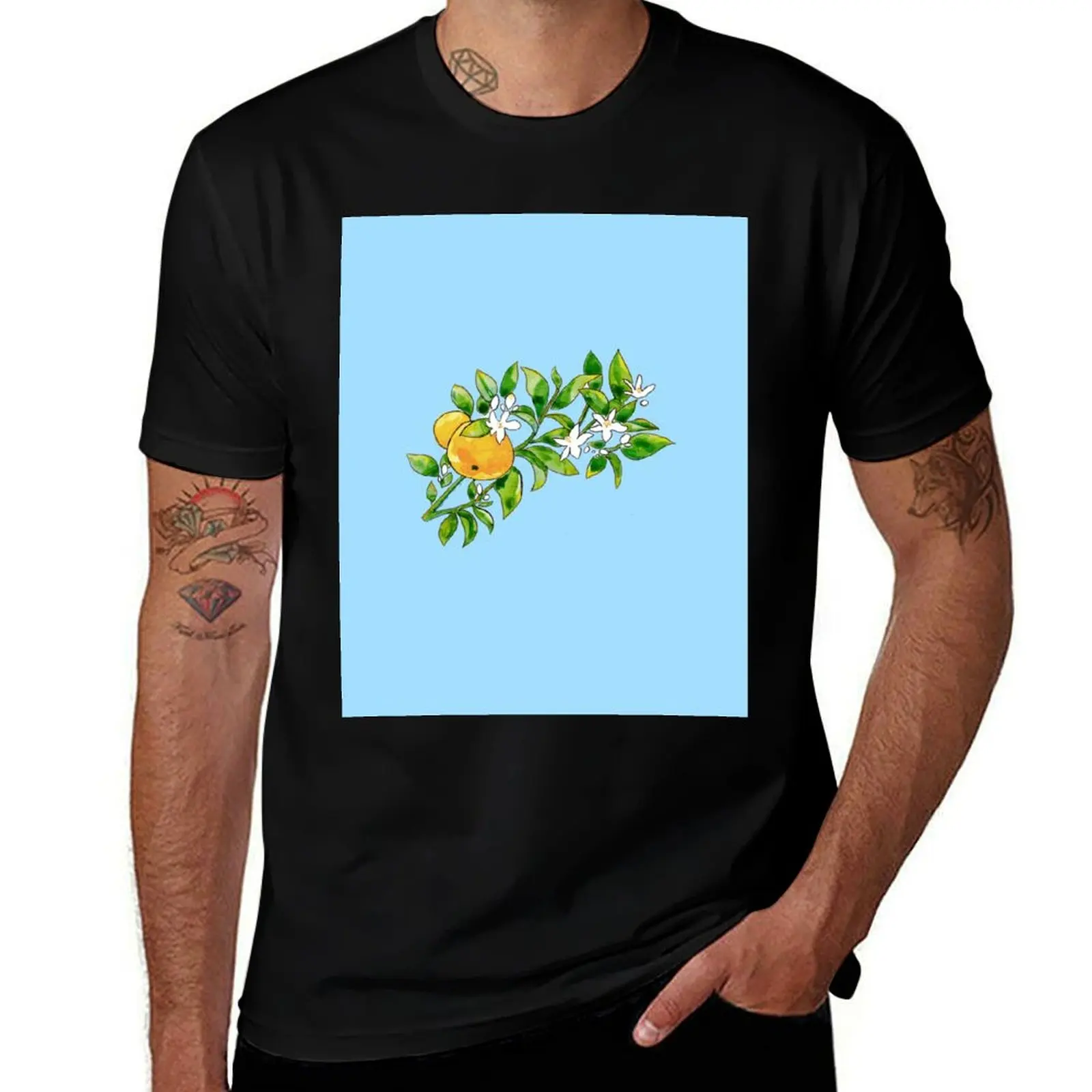 

designer t shirt t anime tshirt Flowers Branch man shirt man cotton Orange T-Shirt and