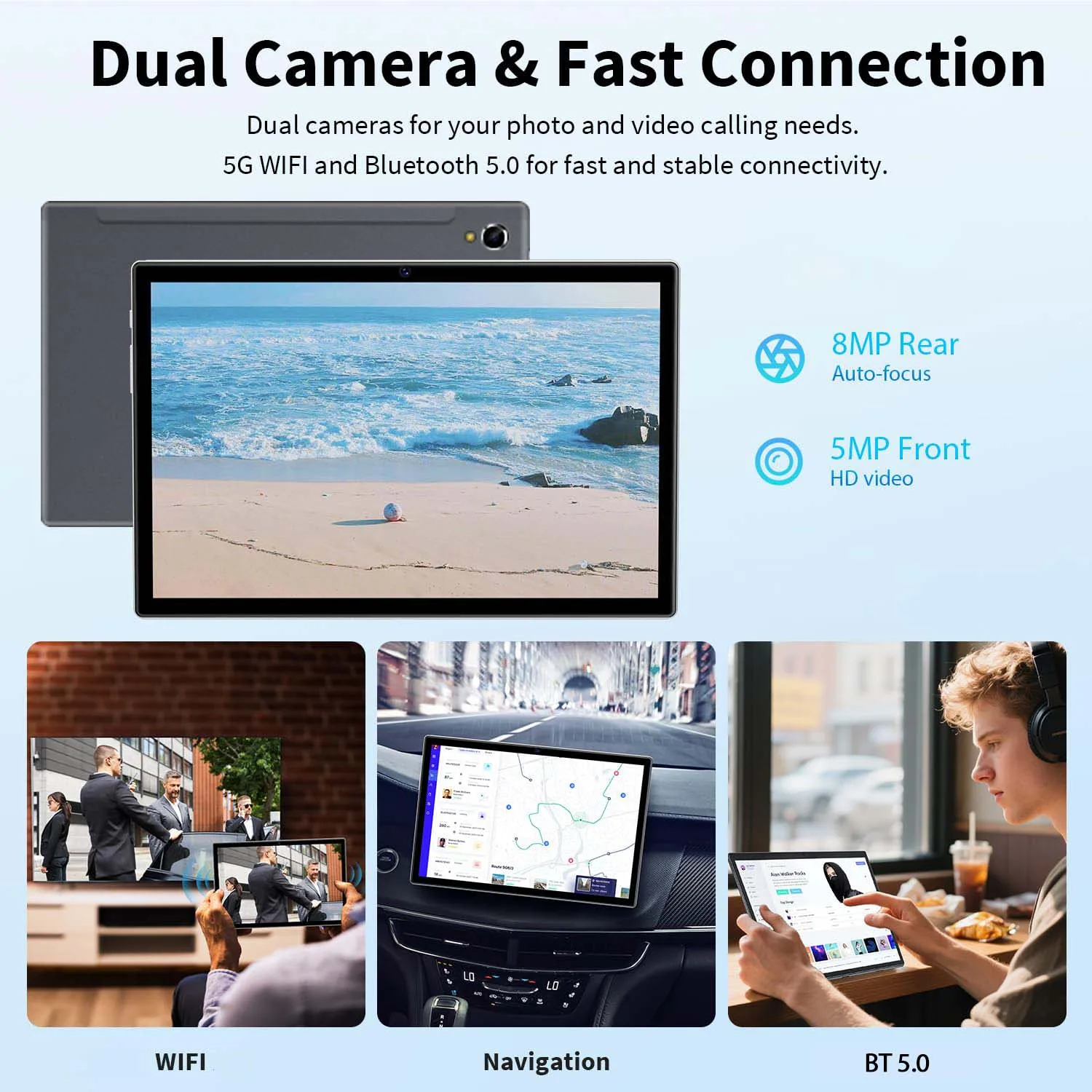 Relndoo Novo tablet Android 14, 8 GB (4 GB + 4 GB expandido) RAM 64 GB ROM, WiFi, câmera dupla, tela HD IPS de 10,1 polegadas 1280 * 800, tipo C