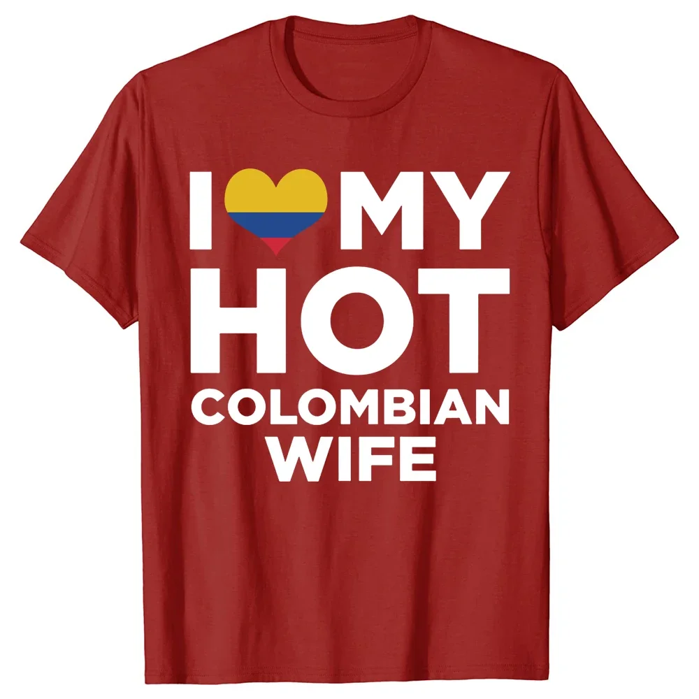 Graphic Cotton Streetwear Short Sleeve Birthday Gifts T-shirt Mens Clothing I Love My Hot Colombian Wife Colombia T Shirts