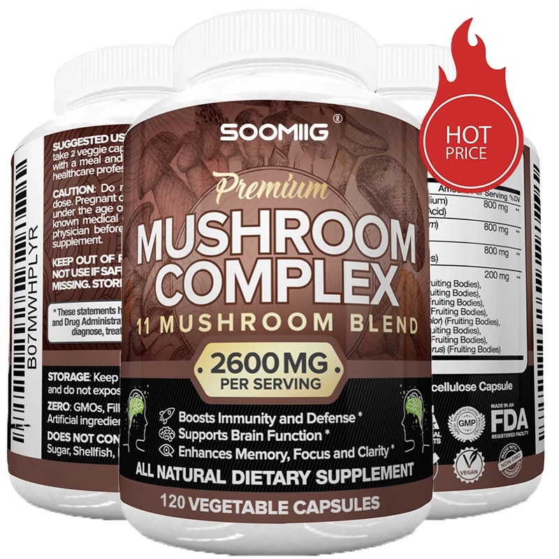 Mushroom Complex Capsules - Brain Health and Memory Booster, Focus Function, Clarity Nootropic Supplement