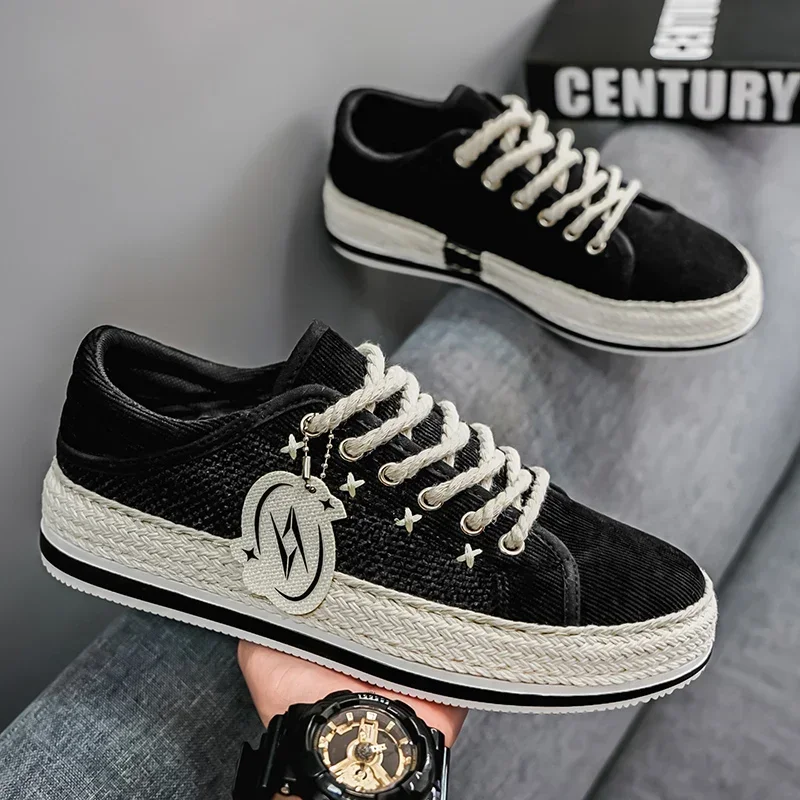 

Straw Corduroy Fisherman Shoes Board Shoes Lazy People A Slip-on Cloth Shoes Trend Fashion New Men's Four Seasons Casual Shoes