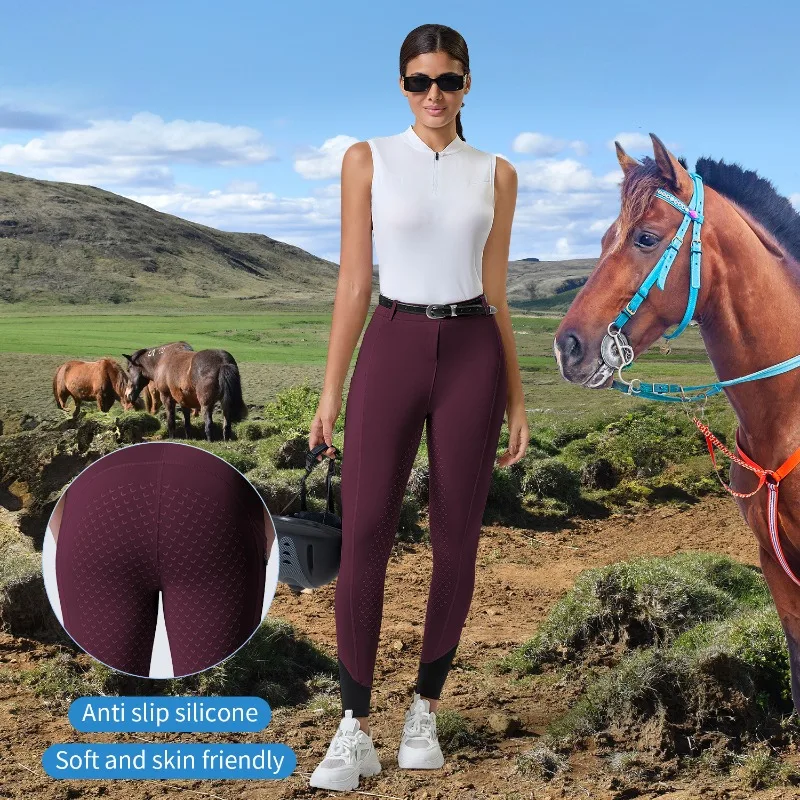 Women Equestrian Breeches Horseback Riding Pants Sports Women's Full Seat Riding Tights with Pockets High Elasticity Slim Fit