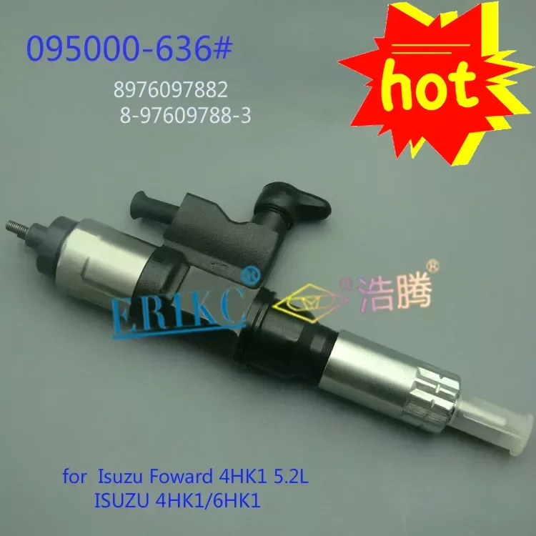 ERIKC 095000-6366 injector common rail 0950006362 auto diesel engine injector assy 095000 6360 for Isuzu Foward 4HK1 5.2L