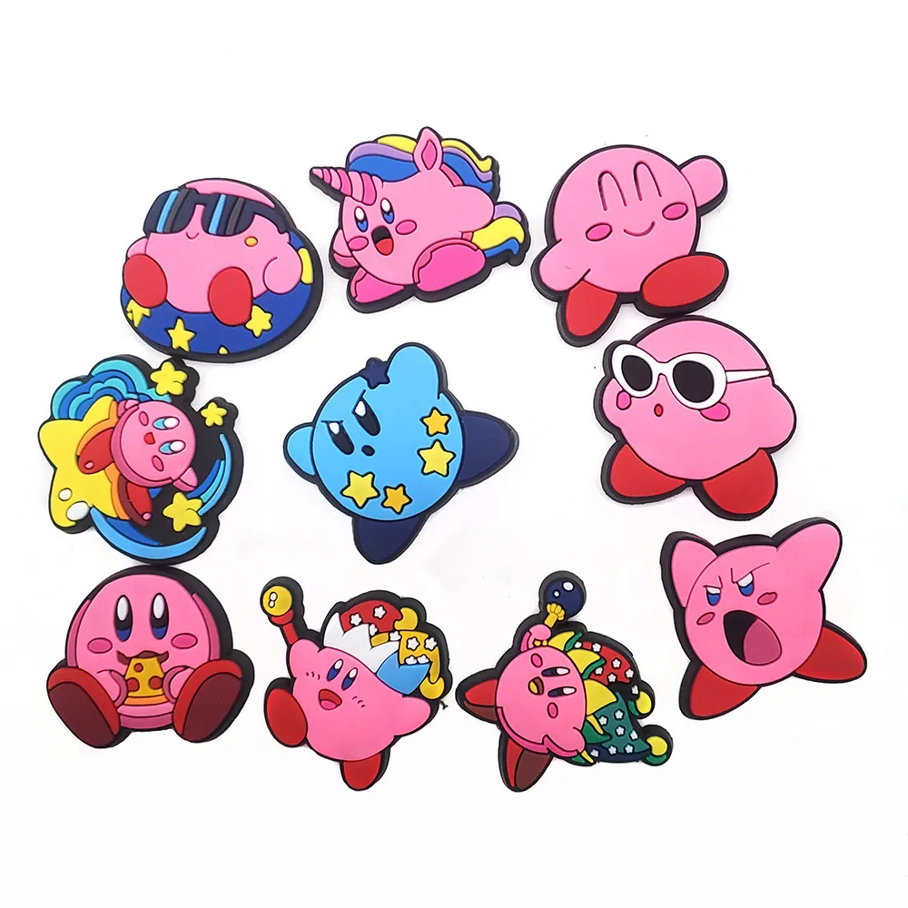 Kawaii Kirby PVC Shoe Charms Cute Pink Cartoon Star Character Detachable Clog Shoe DIY Decor Accessories Gift for Unisex