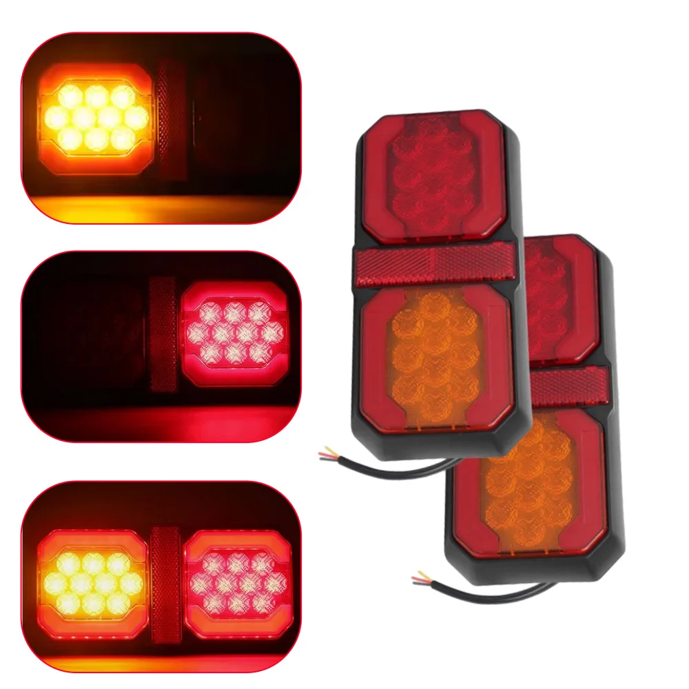 

2pcs LED Tail Light With Reflector Left Right 12–24V LED Side Marker Lights Warning Turn Signal Tail Light Auto External Lights