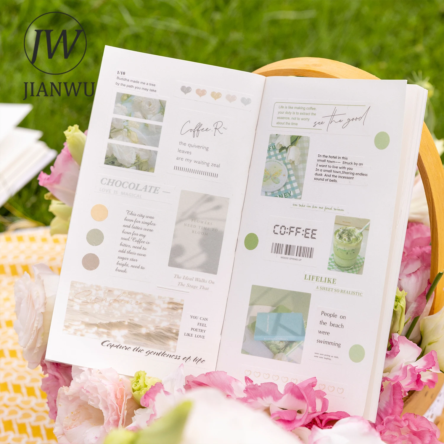 JIANWU To The Next Mountain Sea Series Literary Flower Landscaping Material Collage Sticker Book Creative DIY Journal Stationery