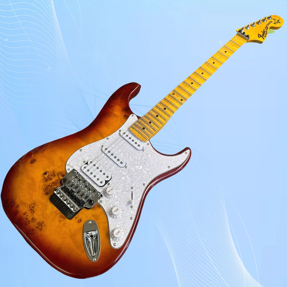 ST Electric Guitar, Maple Groove Fingerboard, Double Tremolo Bridge, Chrome Hardware, 3 Pickups, Free Shipping