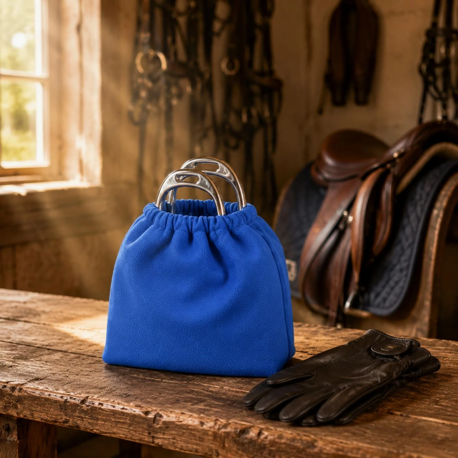 2 Pieces Fleece Stirrup Cover Easy to Stor-Easy Horse Stirrup Pouch Equestrian Gear Scratch Resistant Protects from Scratches