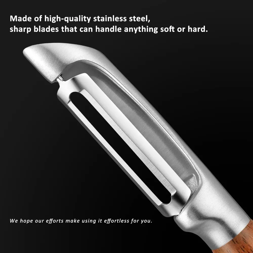Кухонная овощечистка премиум-класса из нержавеющей стали с ручкой из настоящего дерева, овощечистка с ультра острым лезвием, многофункциональная овощечистка