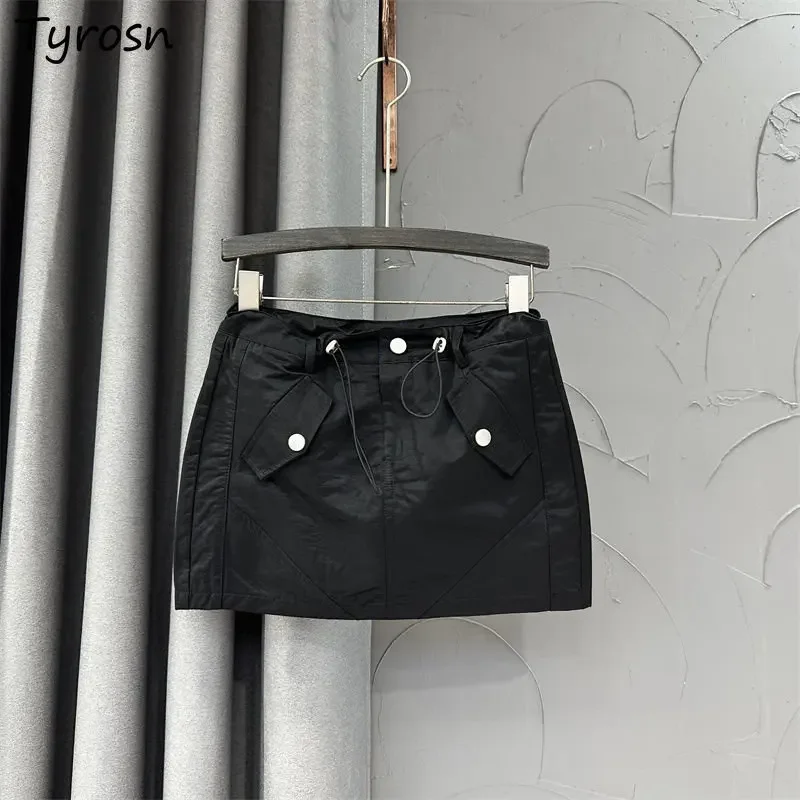 

Hotsweet Mini Skirts Women Safari Style All-match Ins Summer Drawstring Chic Fashion Streetwear Casual Schoolgirls A-line Faldas