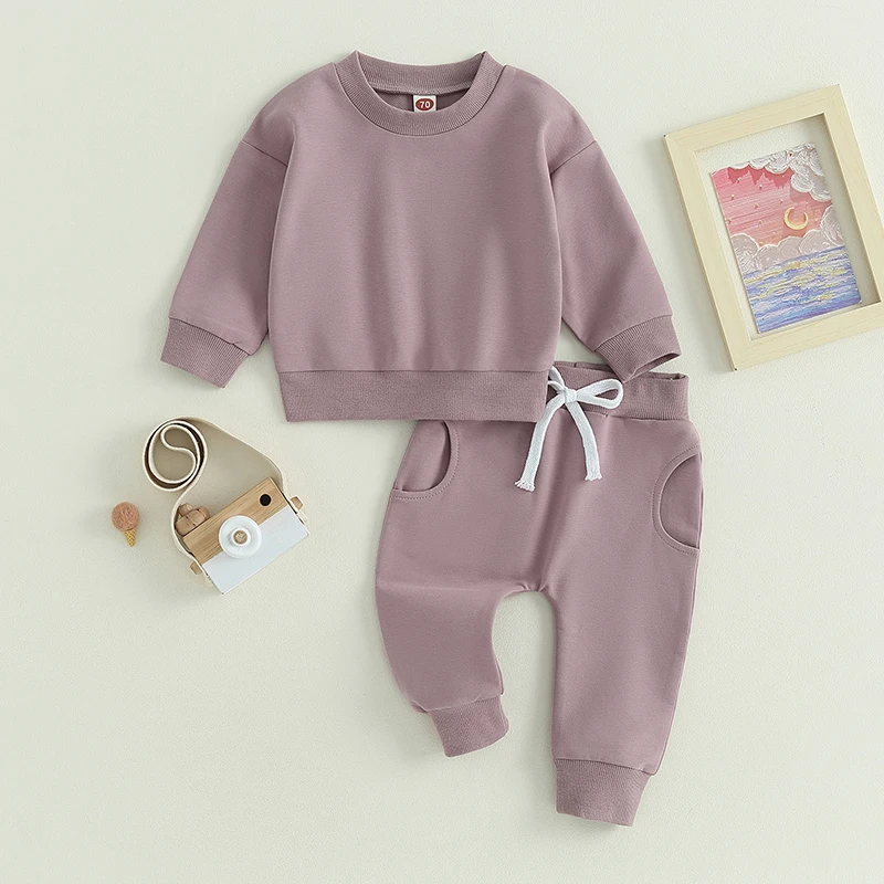 Autumn Infant Baby Boy Clothes Girl Outfits Fashion Sweatshirt Sweat Pant Kids Toddler Tops Pant Sets