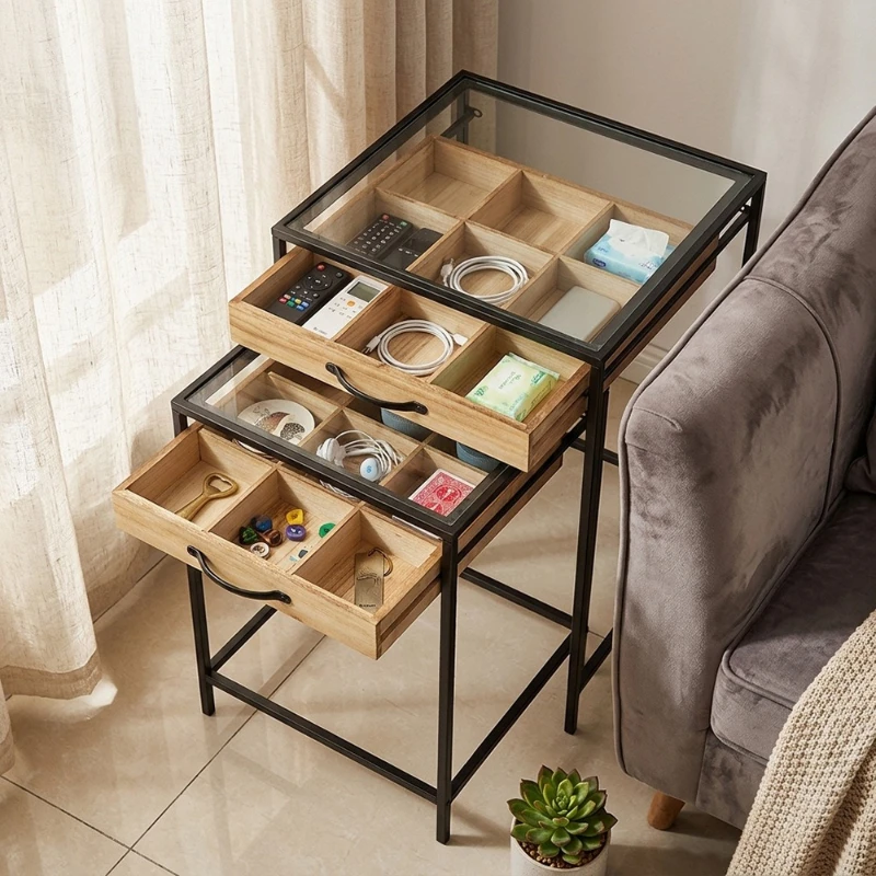 American industrial style living room sofa side side side cabinet household small apartment simple