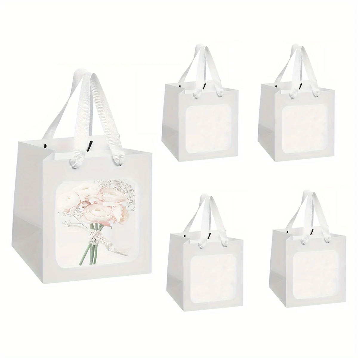 New Design 15cm Square Kraft Paper Bags (with Transparent Window) Suitable for Gift Packaging, Party Favors Birthdays