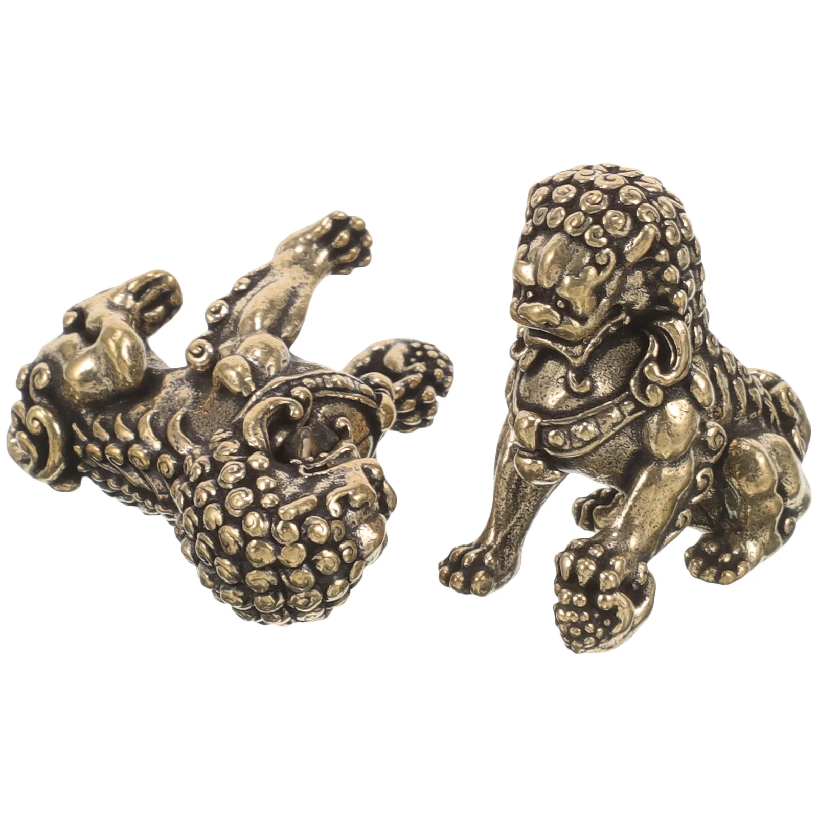 

2pcs Brass Mini Retro Desktop Decor For Home Lion Sculpture Office Vintage Sculpture Lion Decor Ornament