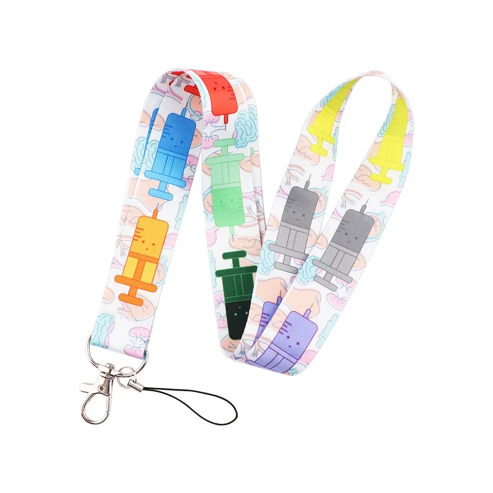 Pill Syringe Lanyards Cool Neck Strap Doctor Nurse Dentist Mobile Phone Keys ID Card Holder for Keys DIY Hanging Keychain