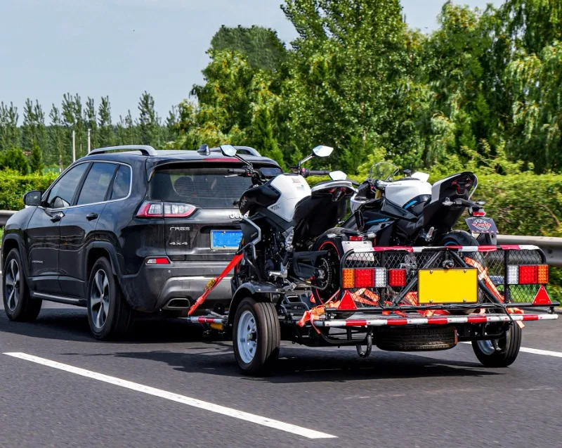Motorcycle Trailer ATV UTV Transport Hydraulic Lift Trailer 2 Motorcycle 800kg Bicycle