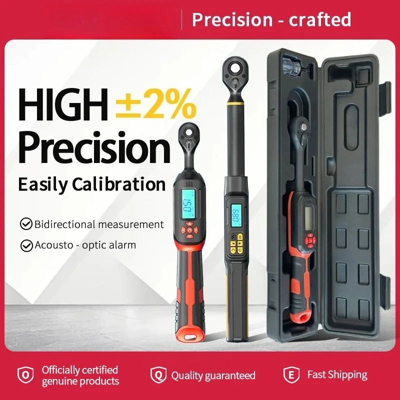 Digital Torque Wrench 1-340N.m 2% Accuracy Preset & LED/Buzzer Alerts for Bike Motorcycles Automotive Mechanical Tool