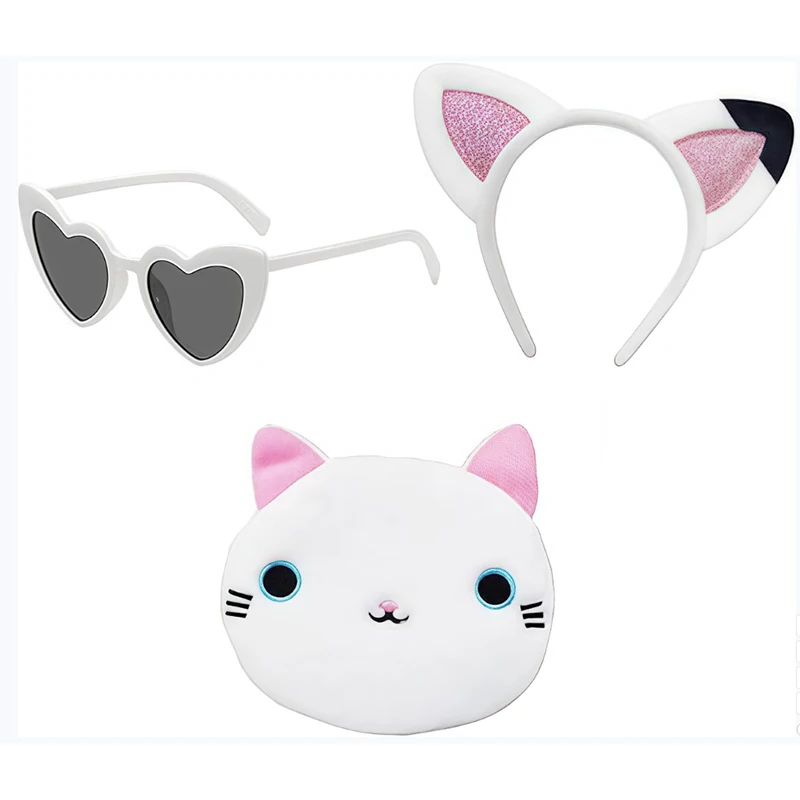 الفتيات غابي تأثيري عصابات نظارات المحفظة 3 قطع اكسسوارات مجموعة مهرجان عيد ميلاد حزب أغطية الرأس دمية هالوين زي #1