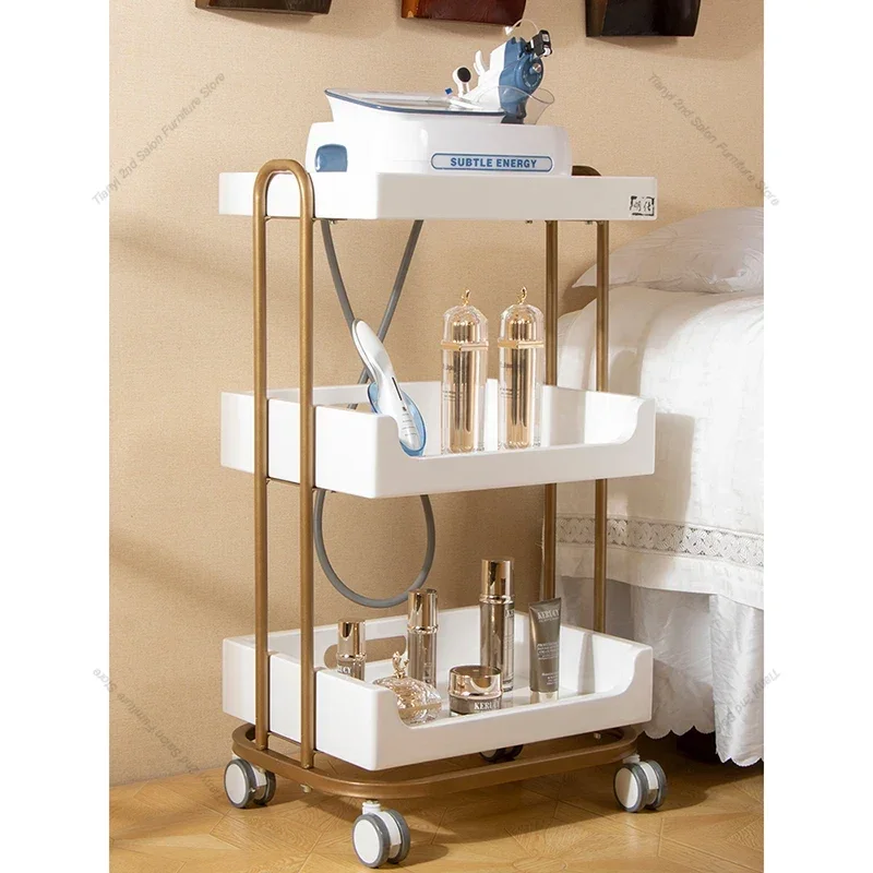 High-grade Beauty Specific Rolling Cart Multifunction Storage Shelf SPA Trolley Utility Salon Furniture Carrinho Multiuso FYST